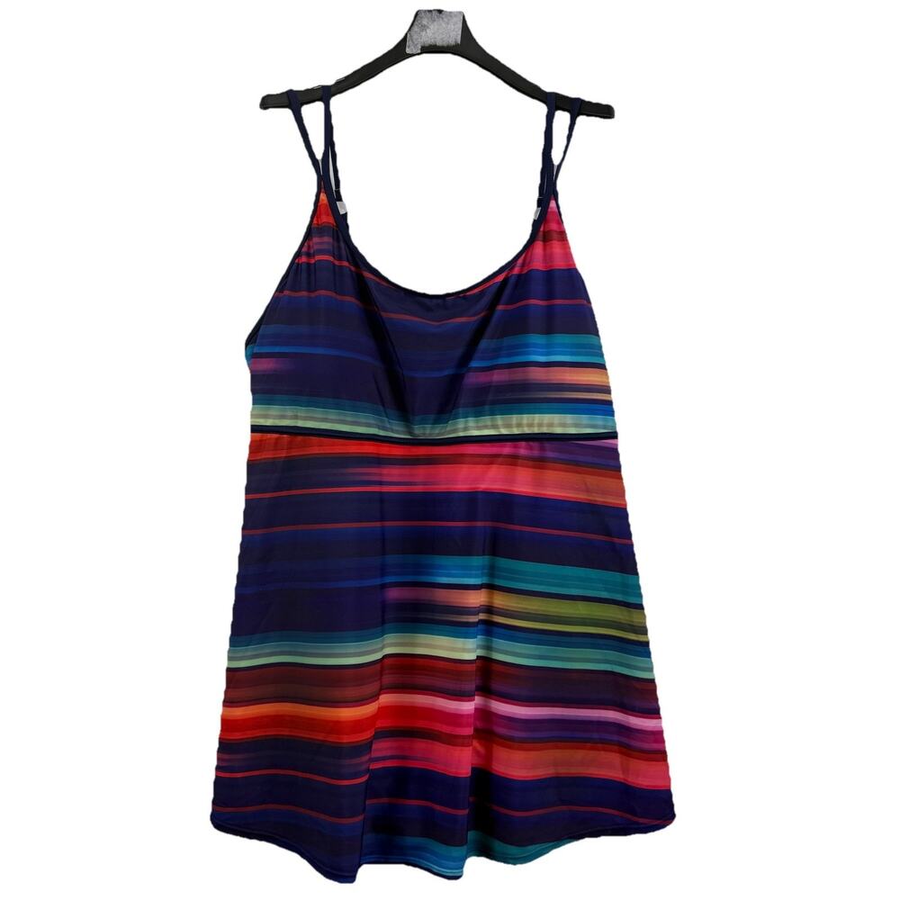 Noon Swim NWT One Piece Swimsuit Dress Size 22 Striped Beach Summer Padded